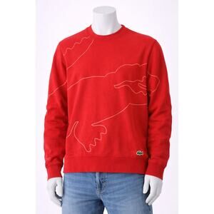 Lacoste Sport Big Croc Outline Sweatshirt Red Crewneck Mens Size Large preppy